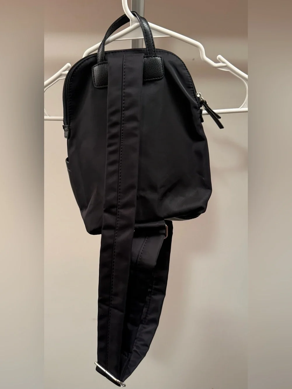 Tutilo Black Women's Mini Backpack with Front Zip Accent
